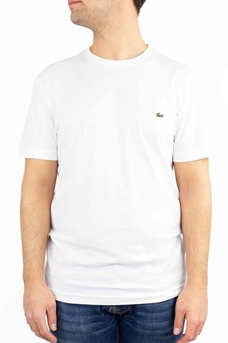 Lacoste Herren T-Shirt Rundhals TH2038, Männer Basic Tshirt,Tee,Regular Fit,Weiß,3 (S)