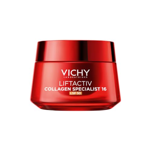 Vichy Liftactiv Collagen Specialist 16 Creme LSF 50, Anti-Aging Tagescreme & Gesichtspflege, Verbessert 16 Zeichen der Hautalterung, Mit Rhamnose, Peptiden & Maitake, UV-Schutz für das Gesicht, 50 ml