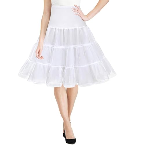 Hykiee 50er Jahre Frauen Retro Petticoat Unterrock, Vintage A-Linie Rockabilly Reifrock Tüllrock Kleider Damen für Geschwollen Hochzeit Cocktailkleid Cosplay Halloween Rock Karneval Kostüm