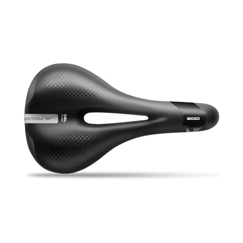 Selle Italia Zoo Gel Flow – Tourenradsattel, leicht, anatomisches Loch, Gelpolsterung, High-Viz-Technologie – Größe L3, Schwarz