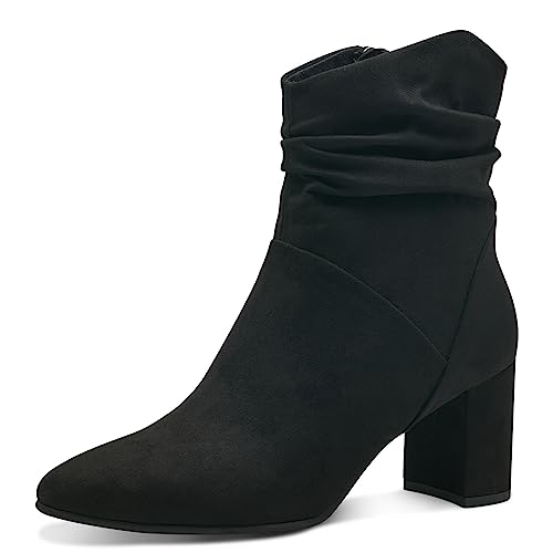 MARCO TOZZI Damen Stiefeletten mit Absatz Spitz mit Reißverschluss, Schwarz (Black), 39 EU