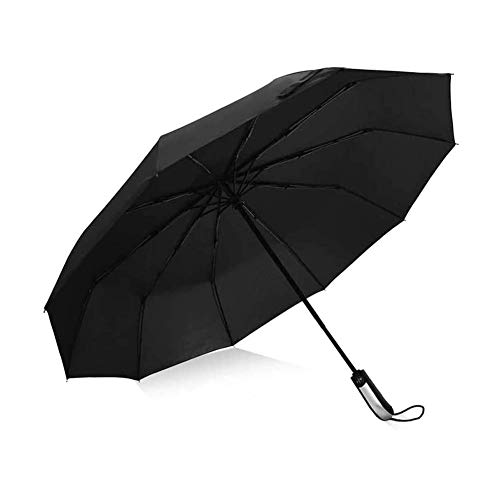 Regenschirm Taschenschirm Windproof Sturmfest bis 150 km/h Winddichter Doppel Baldachin Auf-Zu-Automatik 10 Edelstahl-Rippen UV-Schutz Leicht Kompakt Stabil, M, Schwarz