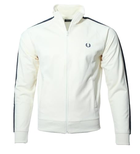 Fred Perry Herren Reißverschluss Jacke - J5557 (DE/NL/SE/PL, Alphanumerisch, M, Regular, Regular, Ecru/Navy)