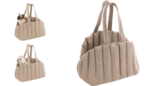 Hundetasche - Tragetasche Gladys Beige – 58x32x34cm – Polyester – Boden herausnehmbar – Sicherheitsleine – Tragegriffe – breite Bodenfläche – extra Liegekomfort