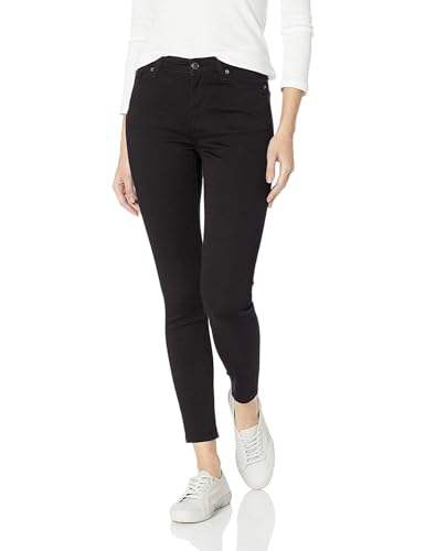 Amazon Essentials Damen Elastische Skinny-Jeans Mit Mittlerer Leibhöhe - Auslaufmodell, Schwarz, 40 Lang