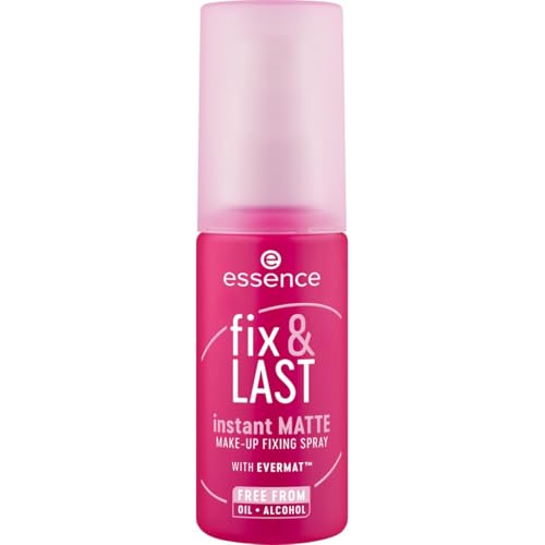 essence fix & LAST instant MATTE MAKE-UP FIXING SPRAY, Transparent, mattierend, fixierend, matt, vegan, ölfrei, ohne Parfüm, ohne Alkohol, 1er Pack (50ml)