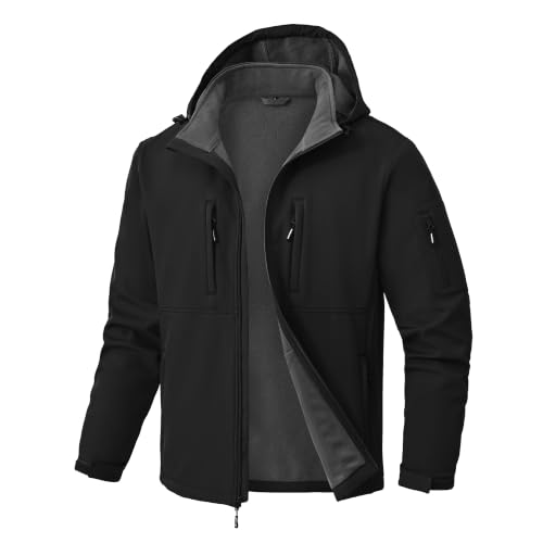 Zoofly Herren Softshelljacke Ubergangsjacke Outdoor Jacke Schwarz XL