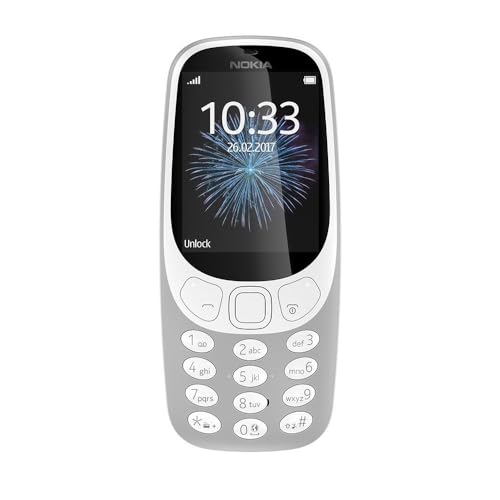 Nokia 3310 2G Mobiltelefon (2,4 Zoll Farbdisplay, 2MP Kamera, Bluetooth, Radio, MP3 Player, Dual SIM) Retro Grey, Grau, 0.016