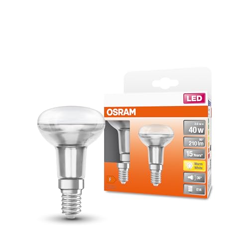 Osram LED-Reflektorlampe, Sockel: E14, Warm White, 2700 K, 2,6W, Ersatz für 40-W-Reflektorlampe, LED STAR R50