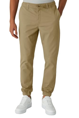 Smith & Solo Chino Hose Herren - Freizeithose Hosen Chinohose Baumwolle Arbeitshosen Männer mit Kordelzug Jogginghose Regul Chinos Lang (Beige, L)
