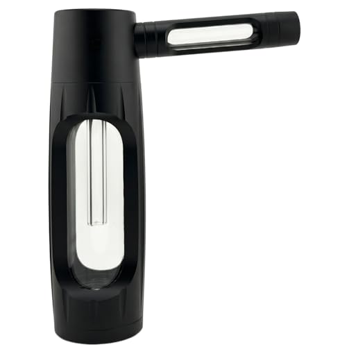 PuffX VapoBong Tragbare Bong aus Aluminium & Glas – Kompakte Wasserpfeife für Tabak – Leicht zu reinigen – portable Reise-Bong (Schwarz)