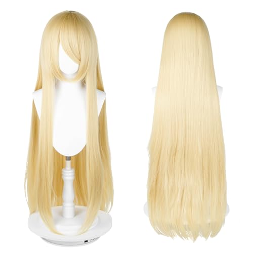 100cm lange Perücke, universelle Anime-Kostüm-Cosplay-Perücke, perfekt für Party, täglichen Gebrauch, Festivals und Halloween, ideal für TV, Film, Anime-Charakter-Cosplay (Blond)