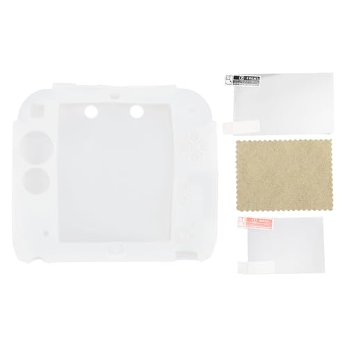 Silikonhülle für 2DS, Transparente Hülle mit Displayschutzfolien, Controller Schutzhülle für 2DS mit HD Klarheit, Reaktionsfähigkeit und Bequemem Zugriff auf Alle Tasten, Tragbar