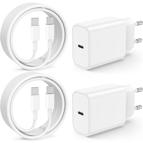 2Pack USB C Ladegerät Ladekabel für iPhone 17 16 15/17 16 15 Pro/17 16 15 Pro Max/Plus,2Pack 20W USB C Power Adapter Schnellladekabel für iPad Pro/Air/10.Generation,Schnellladegerät mit Kabel 2M