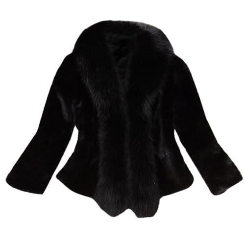 Pelzmantel Damen Elegante Einfarbig Felljacke Winter Kunstfell Langarm Stehkragen Plüschjacke Kurz Offenem Kragen Fleecemantel Große Größen Wintermantel Kuschelig Pelzjacke Warmer Plüschmantel