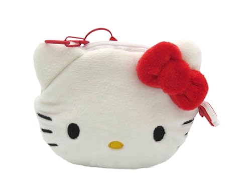 CyP Brands - Hello Kitty, Sanrio, Geldbörse, Tasche, 3D-Figur, Kuromi-Gesicht, Plüsch, Schwarz, offizielles Produkt, weiß, Sanrio Hello Kitty Hello Kitty Geldbörse