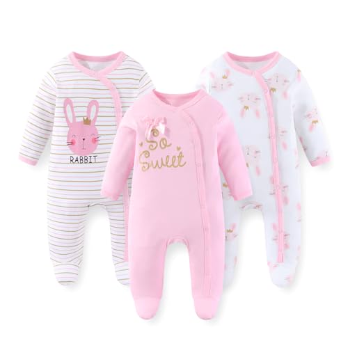 JELYLOVE Baumwolle Langarm Baby Jungen Mädchen Strampler 0-12 Monate Neugeborene Bekleidung 3er-Pack