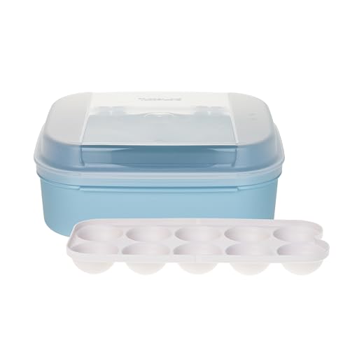 Tupperware Naschkätzchen 1,4 L hellblau blau Bellevue Vorratshaltung Vorrat Apollo Brotdose Keksdose Vorratsdose (inkl. 1x Eier-Einsatz)