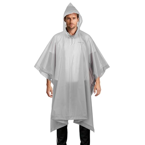 Aolegoo 2 Stück Regenponcho, EVA Wiederverwendbarer Tragbarer Unisex-Regencape für Survive, Fahrrad, Wandern, Camping, Angeln, Konzert, Stadion, Festival (Grau)