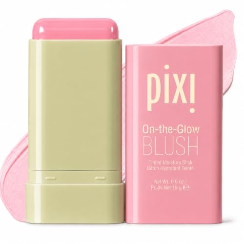 Pixi Beauty On-the-Glow Blush | Farbton: Fleur | Getönter, Feuchtigkeitsspendender Blush-Stick für Wangen & Lippen | Mit Ginseng, Aloe Vera & Fruchtextrakten | Parabenfrei | 0,6 oz/19 g