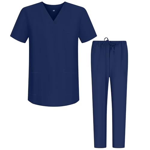 MISEMIYA - Unisex-Schrubb-Set - Medizinische Uniform mit Oberteil und Hose ref.6801-6802 - X-Large, Blau