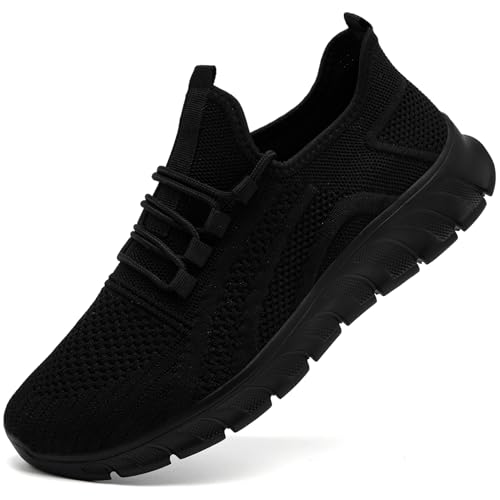 CMZSMM Herren Sneaker Herrenschuhe Sportschuhe Laufschuhe Turnschuhe Freizeitschuhe Outdoor Schuhe Leichte Fitnessschuhe Gym Schwarz Schuhe Herren Größe 43 EU