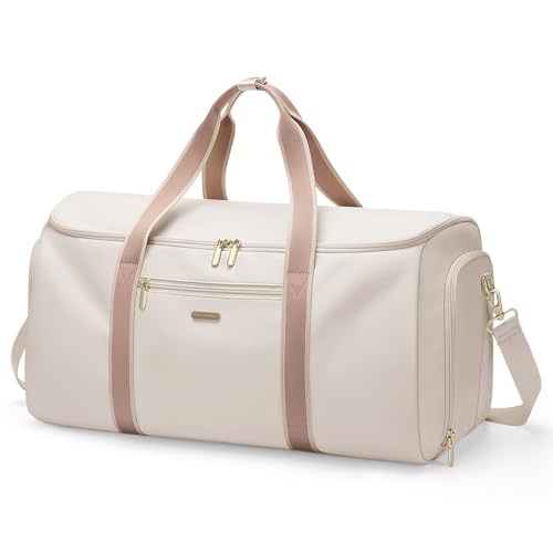 Umwandelbare Kleidersack 2 in 1 Reisetasche Handgepäcktasche für Damen Anzugtasche Reisetaschen für Business, Reisen und Sport (Cremefarben)
