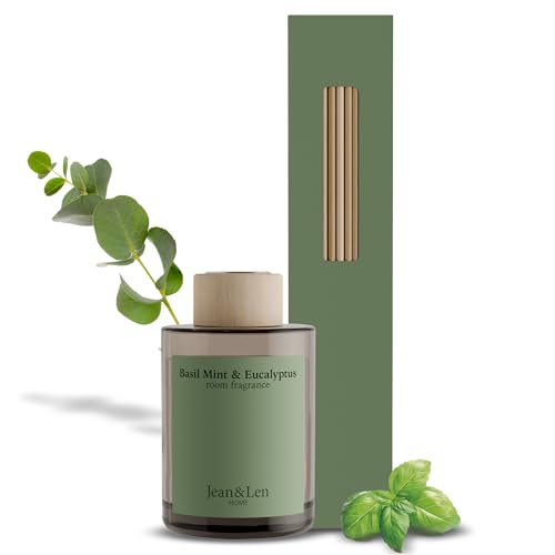 Jean & Len Scented Room Diffusor Basil Mint & Eucalyptus, vegan, 100 ml