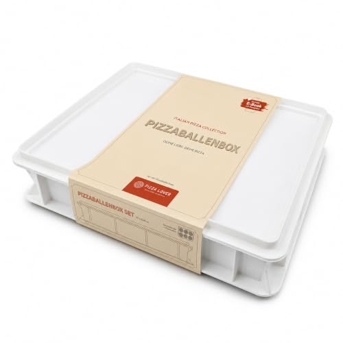 Pizza Lover® Pizzaballenbox mit Deckel – stabile Pizzateigbox 30x40x7,5 cm Gärbox für Pizzateig & Brotteig, stapelbar & lebensmittelecht – ideal für Kühlschrank - Pizza Zubehör