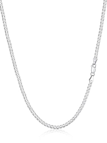 Silvora Silberkette Halskette Herren Damen 3mm Kubanische Kette S925 Silber Herren Panzerkette Ohne Anhänger 55cm Feine Silberkette für Männer Jungen Frauen Mädchen