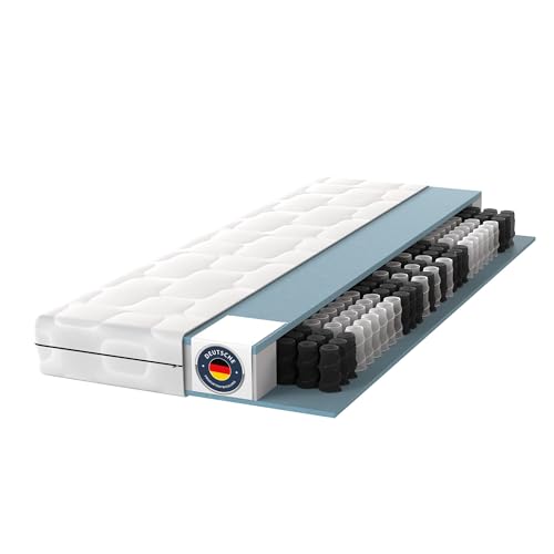 BMM Matratze 90x200 cm Ortho Medic Taschenfederkernmatratze Härtegrad H3 ergonomische 7 Zonen Matratze Höhe 21 cm Deutsche Produktentwicklung
