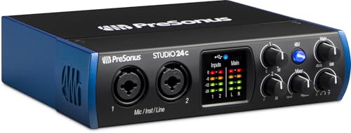 PreSonus Studio 24c, USB-C-Audio-Interface, für Aufnahme, Streaming, Podcasting mit Software-Bundle inklusive Studio One Artist, Ableton Live Lite DAW