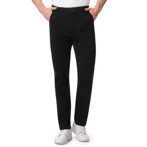 Aureonus Chino Herren Hose Cargo Hose Herren Baumwolle Casual Cargohose Männer Business Freizeit Hosen Elastische Taille mit Taschen Schwarz XL