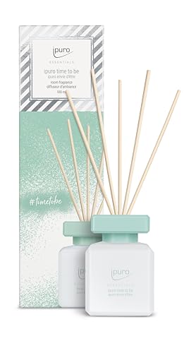 ipuro - Essentials Raumduft TIME TO BE 100ml / Raumerfrischer mit Orange, Zitrone, schwarze Johannisbeere, grüner Apfel, Pfingstrose, Maiglöckchen Duft Aroma/Diffuser mit Stäbchen/Lufterfrischer