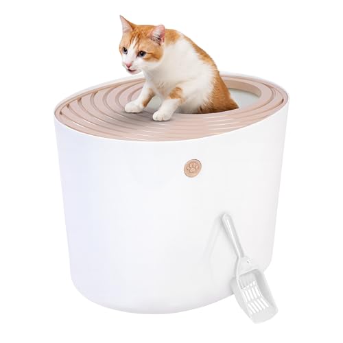 Iris Ohyama Katzenklo mit Schaufel, bis 7 kg, Weiß/Beige, mit Deckel, Katzentoilette, leicht reinigen, Für große Katzen, Kätzchen, geschlossen, XXL Toilette, BPA-frei, Cat Litter Box, PUNT-530