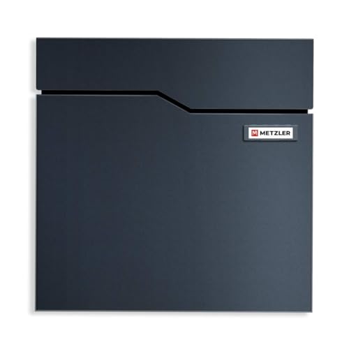 Metzler Briefkasten Anthrazit RAL 7016 mit Zeitungsfach & austauschbarem Edelstahl Namensschild ohne Gravur – Wandbriefkasten Postkasten modernes Design wetterfest rostfrei abschließbar | Hoffmann