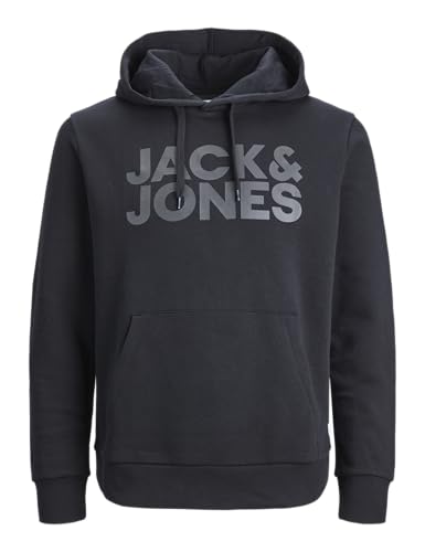 JACK & JONES Herren Hoodie Kapuzenpullover Pullover Hoody JJECORP - S M L XL XXL, Größe:L, Farbe:Black Large Print/W Black 12152840