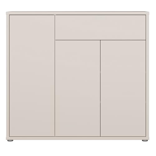 Forte Alice Springs Schuhschrank 100 110, moderner Schuhschrank mit viel Stauraum, 3-türig, 1 Schublade, Holzwerkstoff, Kaschmir Beige, 109,2 cm breit x 99,1 cm hoch x 34,9 cm tief