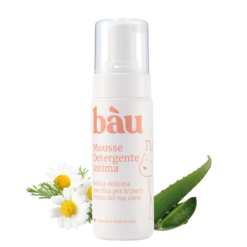 BAU Intime Reinigungsmousse für Hunde ohne Ausspülen – Mit Kamillenwasser und Bio-Aloe Vera – Sanfte Reinigung sensibler Bereiche, Beruhigende und Erfrischende Formel -200ml