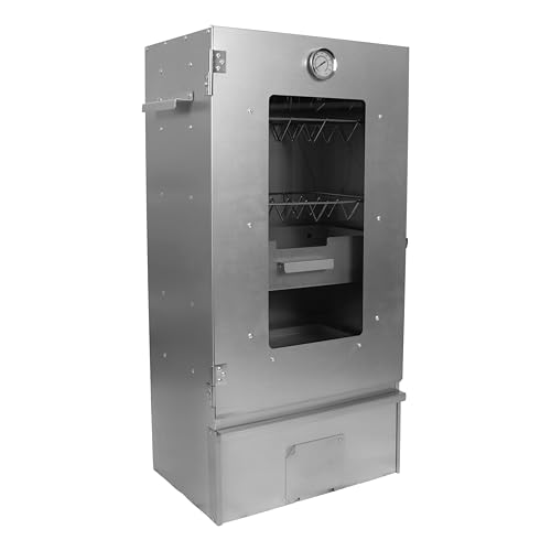 Grafner XL Räucherofen mit 3 Etagen, Sichtfenster und Thermometer, legierter Stahl, 12x Haken, Räucherschrank zum Heißräuchern und Kalträuchern, Smoker für Fisch Fleisch Käse Gemüse