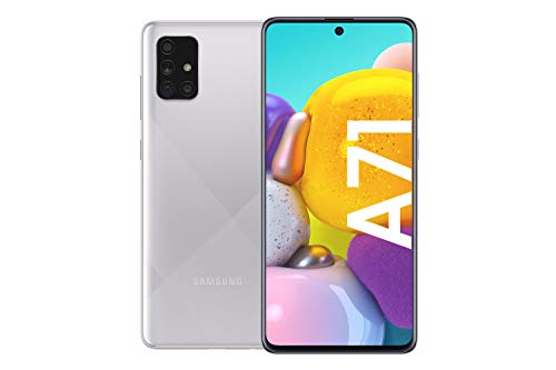 Samsung Galaxy A71 Android Smartphone ohne Vertrag, 4 Kameras, 4.500 mAh Akku, Schnellladen, 6,7 Zoll Super AMOLED Display, 128 GB/6 GB RAM, Dual SIM, Handy in silber, deutsche Version