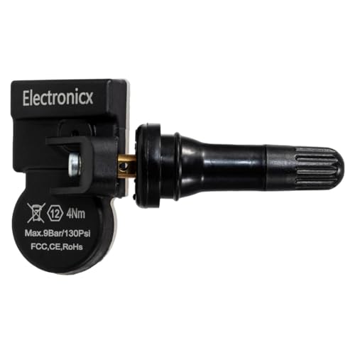 Electronicx 1X RDKS Sensor 433MHz für Reifendruckkontrollsystem TPMS universell einsetzbar, Metallventil Schwarz, vorprogrammiert, Ersatz für Sommerreifen Winterreifen Ganzjahresreifen