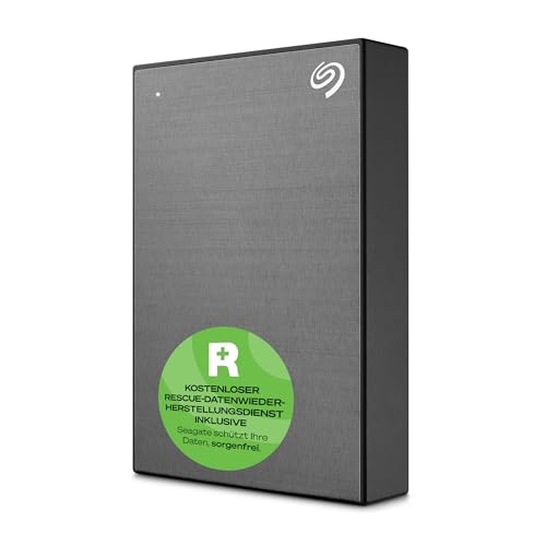 Seagate One Touch 5TB tragbare externe Festplatte, Hardwareverschlüsselung mit Kennwortzugriff, PC, Notebook & Mac, Xbox One & Series, PS4, PS5, USB 3.0, Space Gray, Rescue Service, STKZ5000404