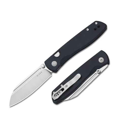 Kizer Renaissance Taschenmesser, 7,7 cm Schafsfuß N690-Klinge Klappmesser mit Blauem Richlite Griff, Satinierte Beschichtung EDC-Messer für Männer und Frauen, V3698A3