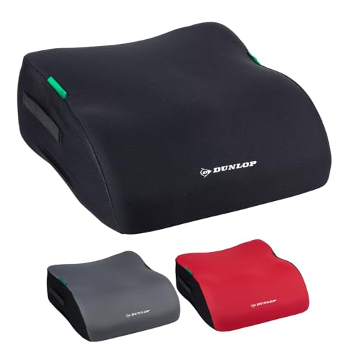 Dunlop Sitzerhöhung Auto Kinder Schwarz Kindersitzerhöhung ECE R129 - Ergonomischer Kindersitz Ab 3 Jahre - Kinderautositz Mit Waschbarem Bezug - Sitzkissen Auto Für Kinder 135-150 cm