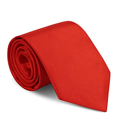 URAQT Herren Krawatten, Elegant Satin Krawatte 8 cm für Herren, Klassische Hochzeit Krawatte für Büro oder Festliche Veranstaltunge(Groß Rot)