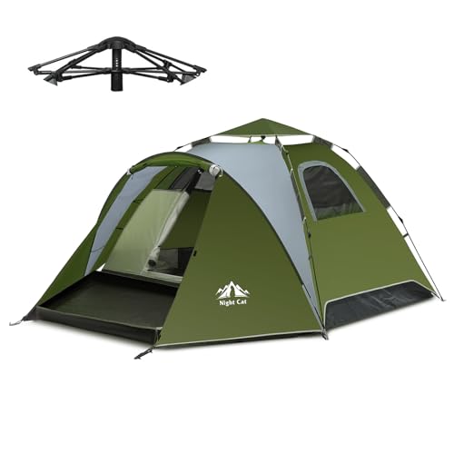 Night Cat Pop Up Zelt 3 4 Personen: Wasserdicht Wurfzelt Atmungsaktiv Einfache Einstellung für Camping Wandern