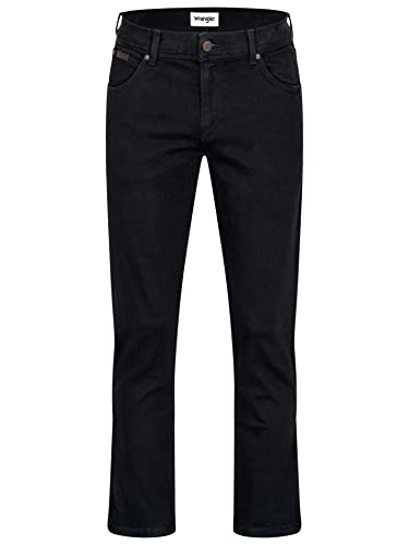 Wrangler Texas Herren-Stretchjeans - Herrenjeans Regular Fit Authentic Straight (W34/L32, Black Overdye)