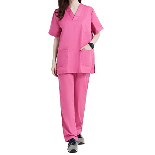 MISEMIYA Unisex Uniforms Scrub Bz-817-8312 Arbeitsbekleidung-Set, Fuchsia 21, L