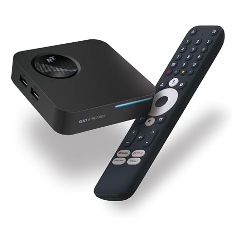 GX1 4K Streaming Box mit Google TV 14 [4GB RAM & 32GB Speicher] – AI-Upscaling Mediaplayer, HDR10+ & 3D-Sound, WiFi 6, LAN, 2X USB